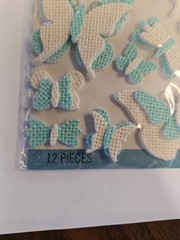Butterflies Dimensional Scrapbooking Stickers Jolee’s White Blue Burlap 12 Piece