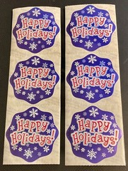 6 ct. FOIL Purple HAPPY HOLIDAYS 2.5” x 2.5″ Party Favor Stickers