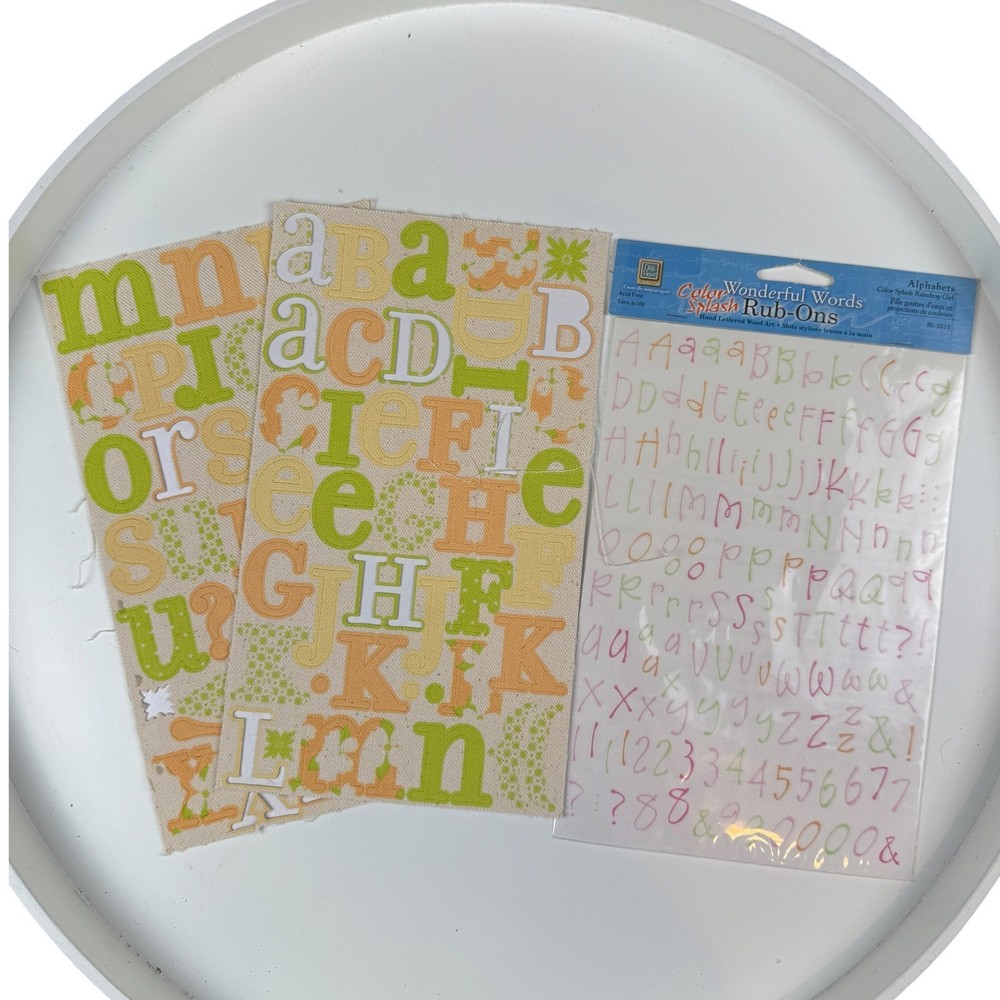 Vintage Deja Views Rub-Ons & Canvas Alphabet Stickers Mixed Lot- FLAW, read