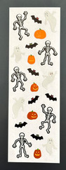 2 Rare Mrs. Grossman HALLOWEEN sticker strips~WITCHES~Spooky Creatures~SKELETONS