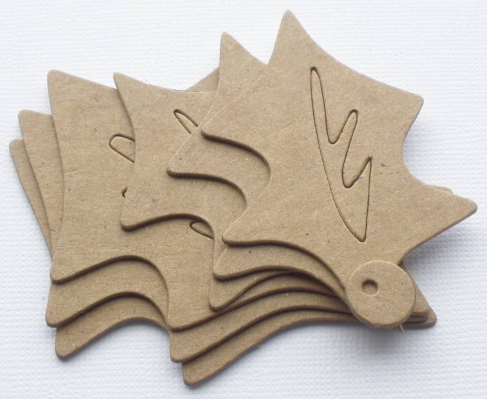 {6 pc} HOLLY w/ BERRY – Raw Bare Christmas Chipboard Die Cuts