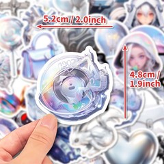 50Pcs Silver Decorative Stickers | Creative & Girly Heart Design Korean Ins Styl