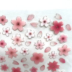 Pink Cherry Blossom Sakura Dimensional Planner Stickers Scrapbooking Journal