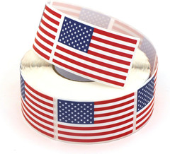 Heart-Shaped American Flag Stickers, 1.5 Inch, 500 Count