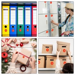 10 Sheets Round Number Stickers, 1-50 Consecutive Number Labels, Red(1″ Each)