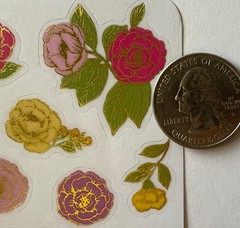 ROSE Gold Foil Mylar Stickers (10pc)Blooming•Flowers•Leaves •Garden•Card Making•