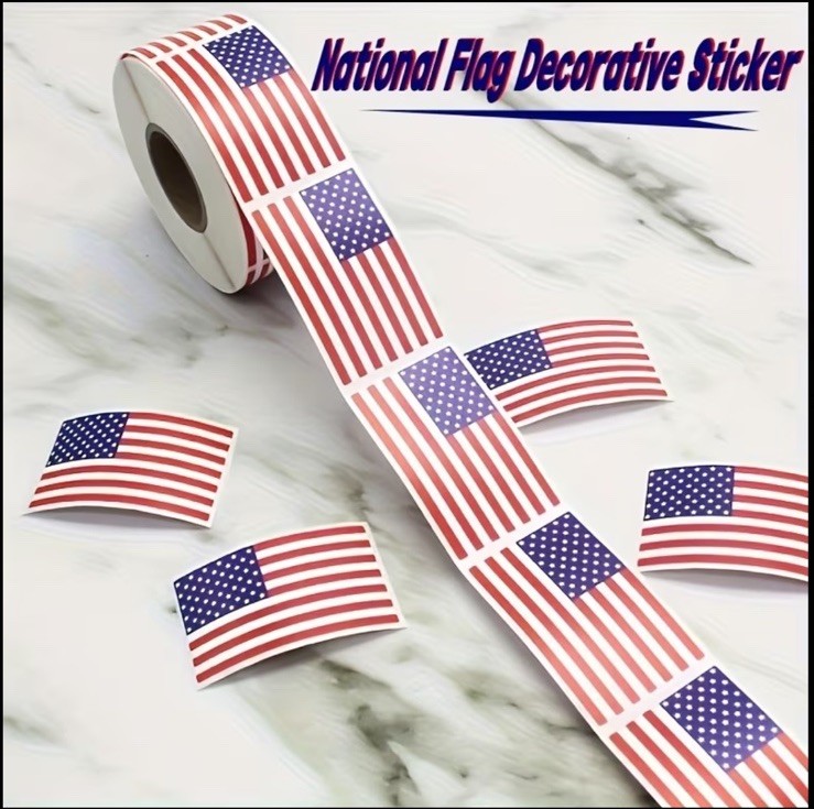 40 PCs ~1×1.5” Matte American Flag Stickers July 4th Patriotic Celebration