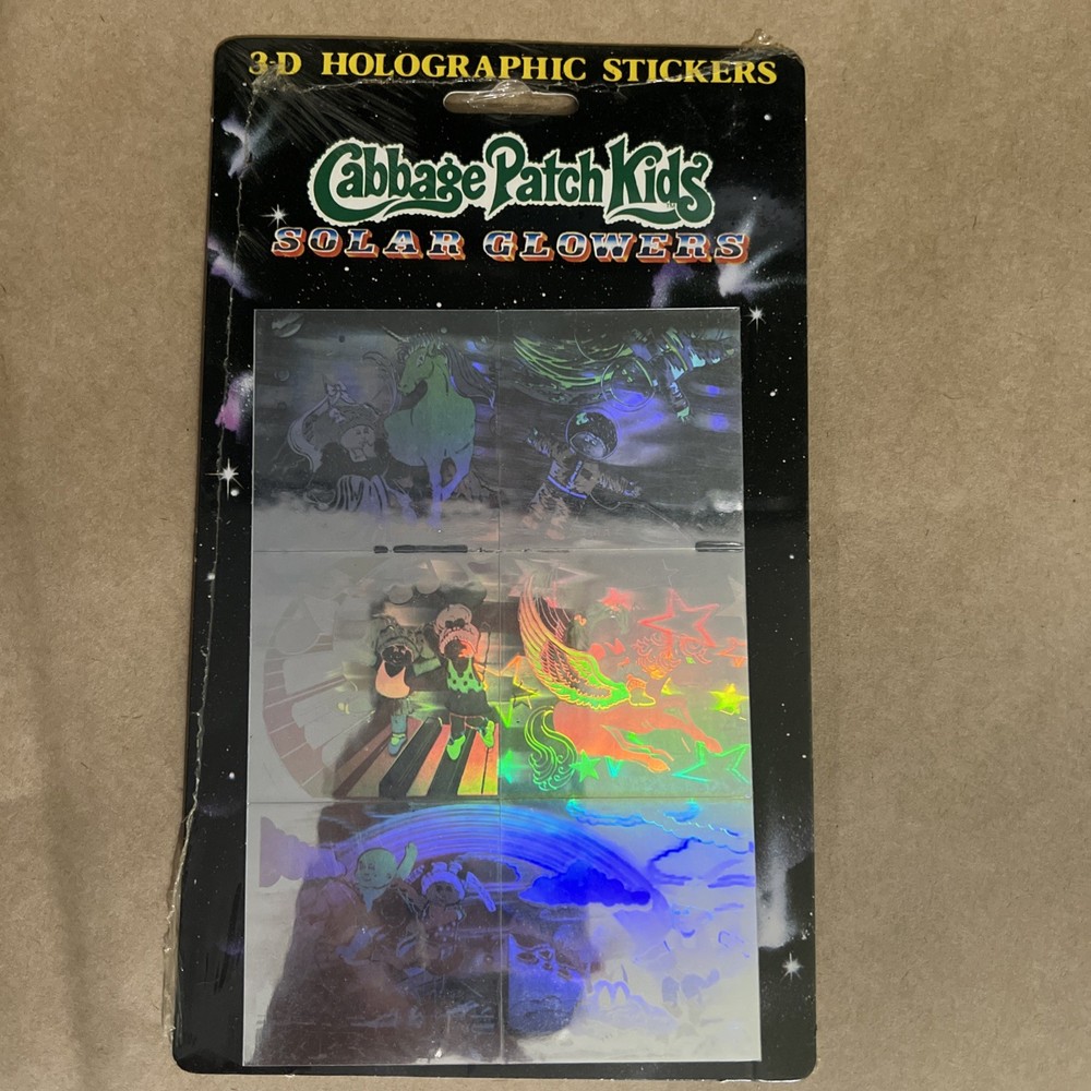 New Sealed Vintage Cabbage Patch Kids Solar Glowers 3D Holographic Stickers