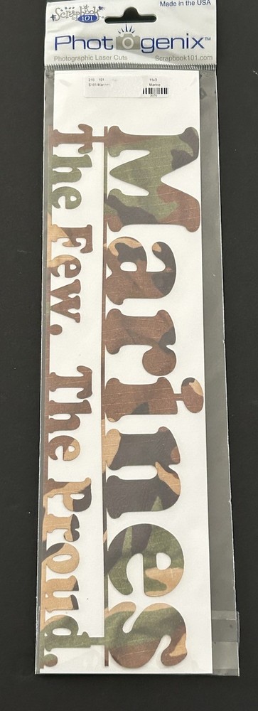 Scrapbook 101 Photogenix MARINES THE FEW THE PROUD Laser Cut 10 3/4” Title