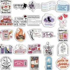 50pc Romantic Reading Sticker Lot Cute Book Lover Decal Set Laptop, Journaling