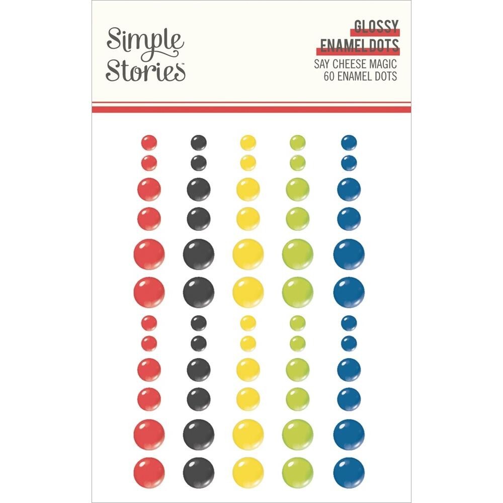 Crafts Glossy Dots SS Sticky Back Say Cheese Magic Red Black Blue Yellow Green