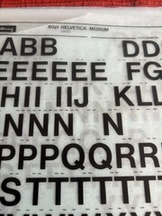 FIVE Letraset INSTANT LETTERING Transfer 60pt Helvetica Medium NICE 5