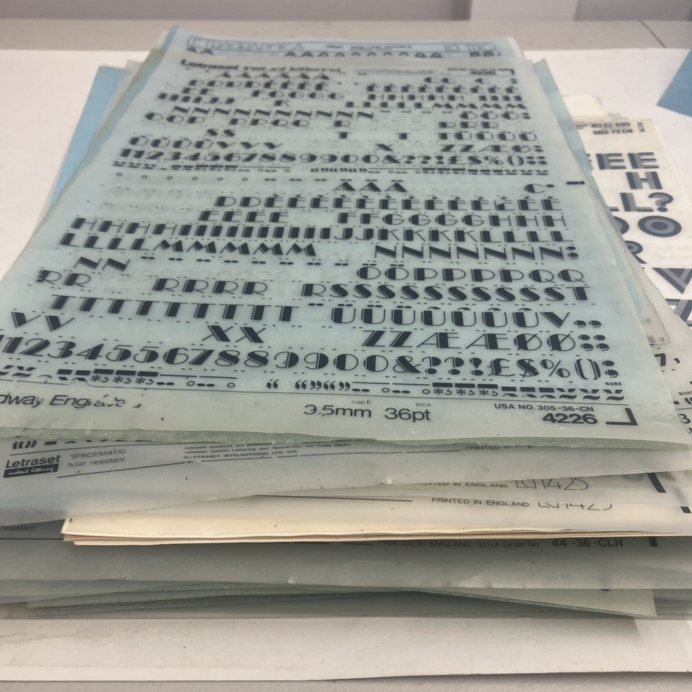 Letraset Letters Numbers Lot Of 85+ Sheets Many Fonts/Sizes + Chartpak Formatt