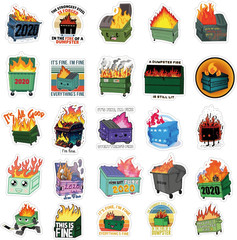 61PCS Dumpster Fire Stickers Vinyl Waterproof Stickers for Scrapbook,Journaling,