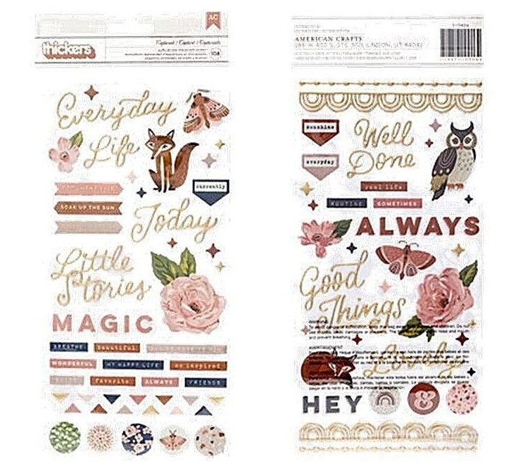 Pink Paislee CAPTURED Collection PUFFY PHRASE & ACCENT Stickers – 108 pcs