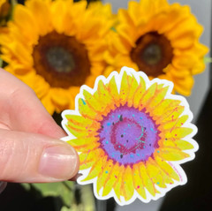 Lot of 5 Weatherproof Vinyl Stickers: Splatter Paint Sunflower