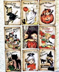 Vintage Halloween Witches~(9) GLOSSY Sticker Labels~Bottles, Note Cards~223GS