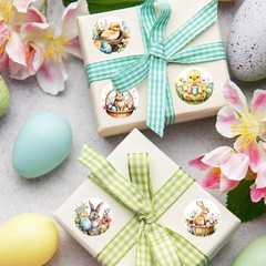 1000 Pcs Easter Stickers Roll Retro Watercolor Egg Rabbit Bunny Chick Flower R