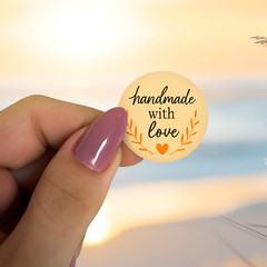 StickerJet Handmade with Love Sticker – Round Labels, 500 Count Stickers