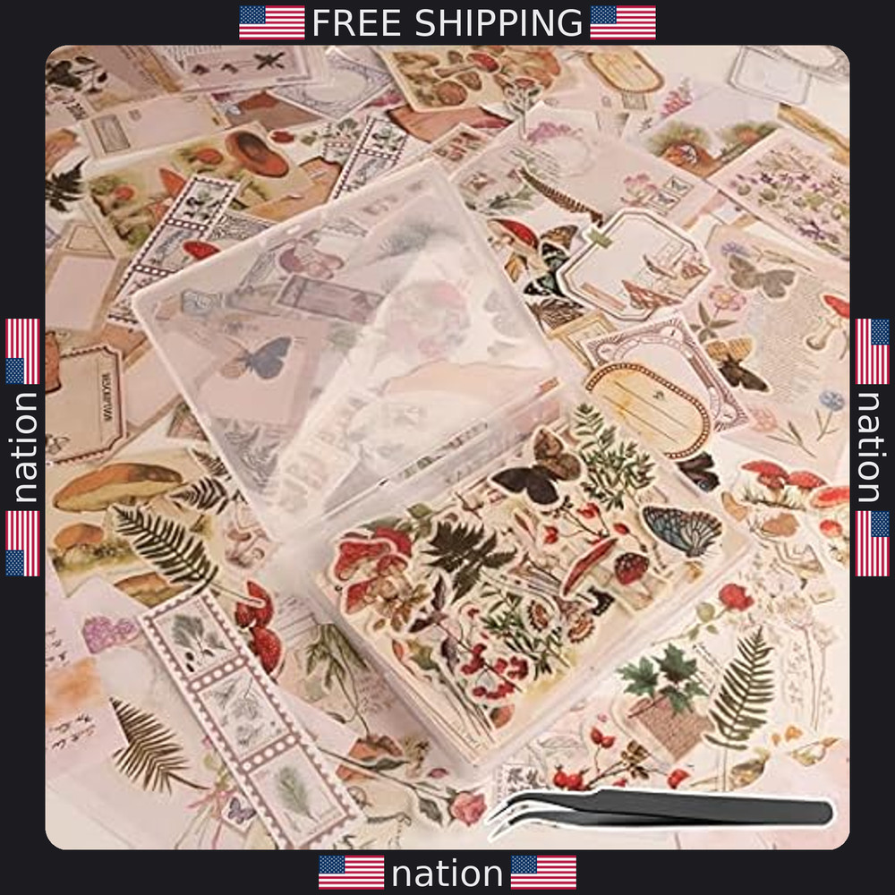 200pcs Vintage Scrapbook Stickers – Aesthetic Ephemera for Journals & Planners