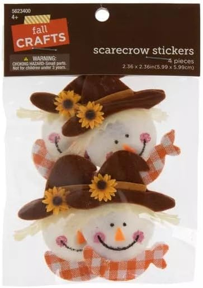 Felt Scarecrow Stickers Autumn Decorations Crafts – 4 Pieces