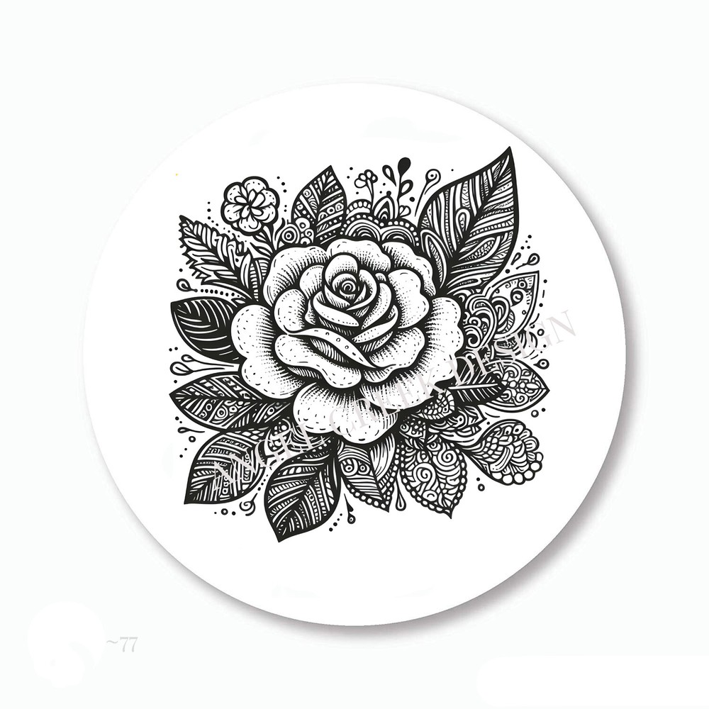 Black and White Rose Flower Favors Scrapbook Stickers Labels Envelope Seals