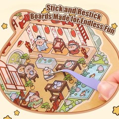 20 Sets 3D Sticker Scenes Miniature House Book for Sticker Therapy Cute Cartoon