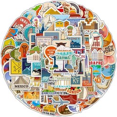 100Pcs World Travel Stickers Pack, Vacation Sticker Famous City Landmark Wate…