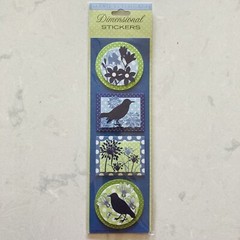 Pooch & Sweetheart BIRDS And FLOWERS Dimensional Stickers BNIP Blue Green