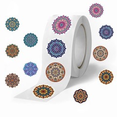 500Pcs/Roll Hot-Selling Mandala Pattern Washi Sealing Stickers- Boho Decor for J
