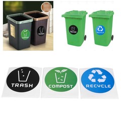 60Pcs/Set Round Recycle Trash Compost Sticker Decal For Trash Cans Garbage C EJJ