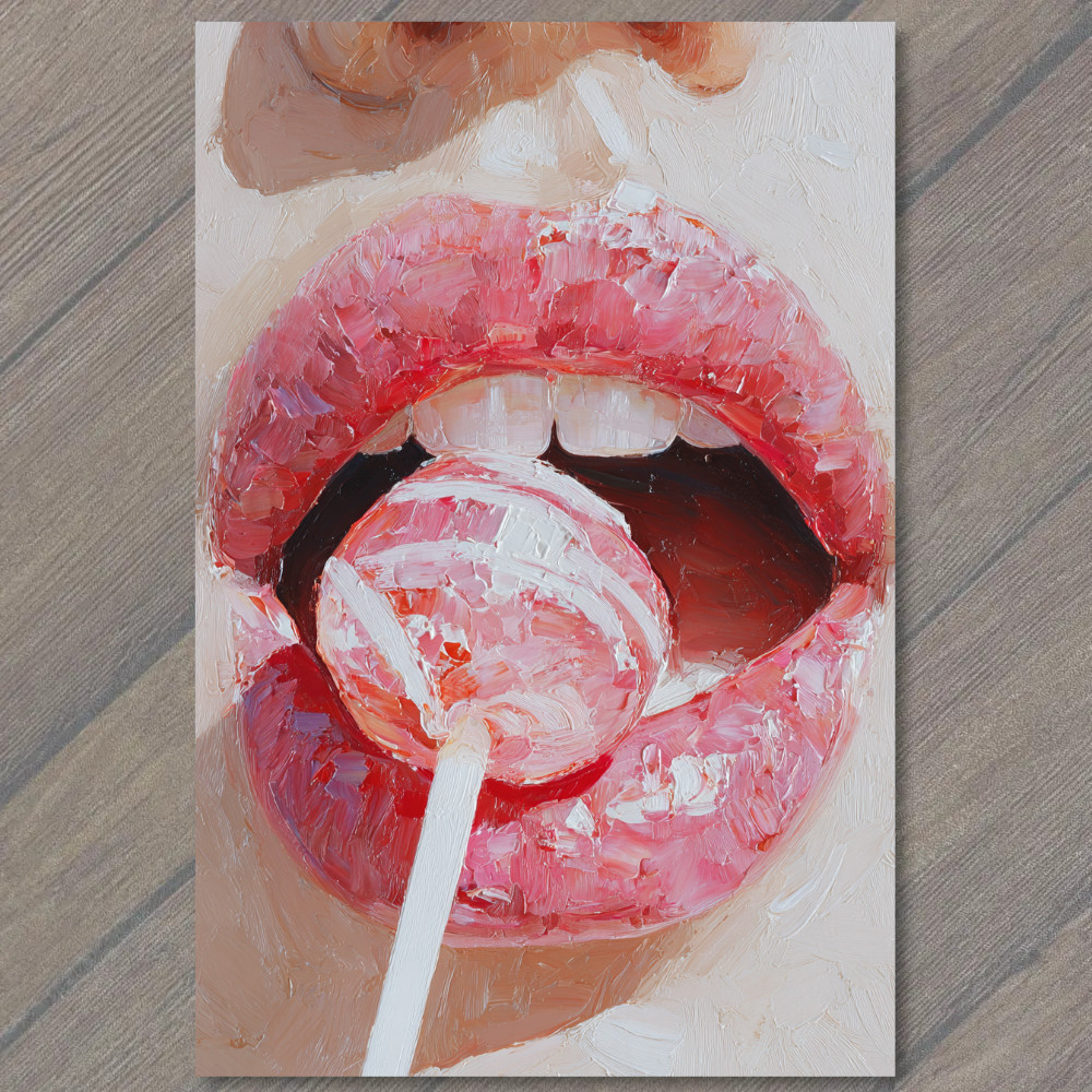 STICKER Red Lips Candy Lollipop Close Up Modern Pop Expression Sweet Temptatio