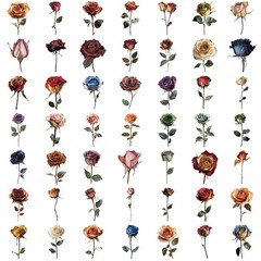 50PCS Dried Roses Stickers Aesthetic PET Transparent Stickers Vintage Gothic Flo