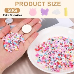 Fake Sprinkles, 50G Resin Faux Sprinkles, Purple/Pink/White/Yellow