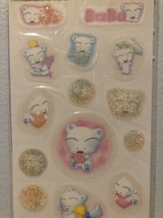 Morning Glory Blue Bear Babu Glitter Sticker Sheet Kawaii Vintage New Htf