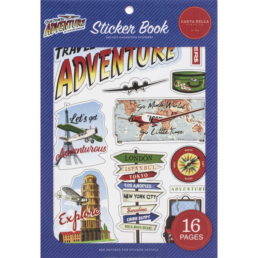 CB Sticker Book Our Travel Adventure Vintage Planes Signs Luggage Letters Border