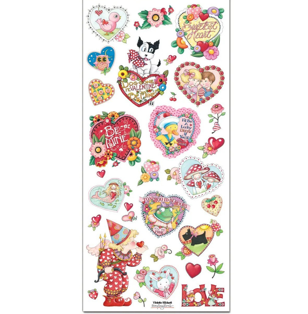Violette Mary Ingelbreit Hearts Stickers Valentine’s Day Junk Journaling Collage