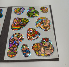 Vintage 1980s Prism Sticker Lot Reflective Hologram Pigs Aliens Rare KEM Unused