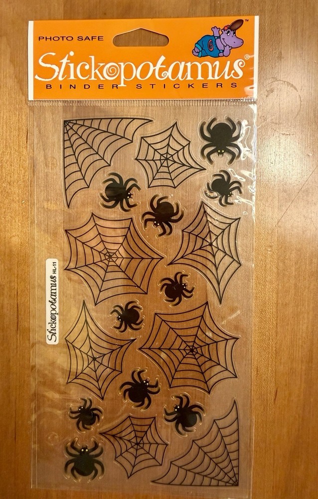 2 packs vintage stickopotamus * spiders & cobwebs * binder stickers – nip