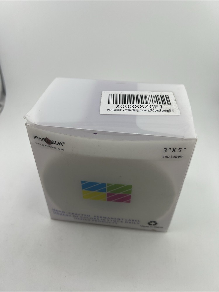 PARLAIM 3 X 5 Inch Rectangle Adhesive Color Stickers 500 Labels Purple READ!!!!