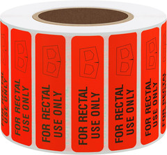 for Rectal Use Only Stickers 1.5″ X 0.375″ Fluorescent Red Stickers