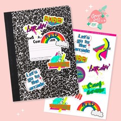 New 80s Slang Sticker Sheet Retro Nostalgia for Scrapbooking or Party Favors