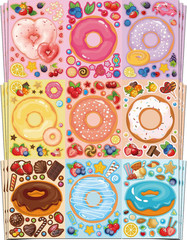 36 Pcs Cupcake Make-A-Face Sticker Sheets | Mix & Match Ice Cream Dessert Party