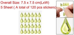 5 Sheet/120 Pcs Water Drop Self-Adhesive Rhinestone Sticker Light Yellow