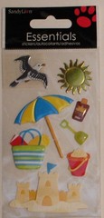 New Dimensional Sandylion scrapbook stickers BEACH umbrella sun pail sand castle