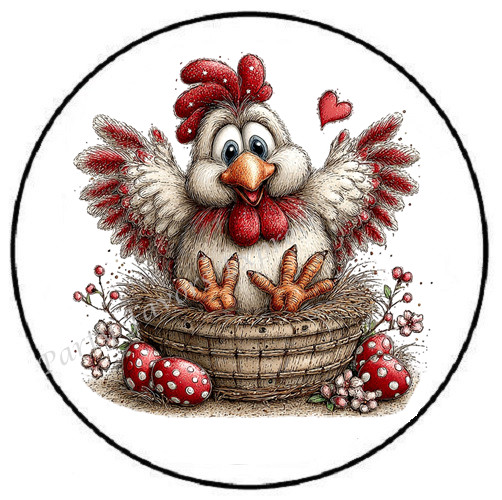 ROOSTER RED POLKA DOT EASTER EGGS ENVELOPE SEALS LABELS STICKERS PARTY FAVORS
