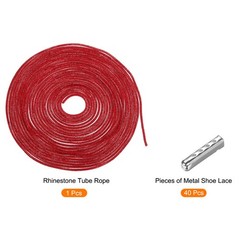 4mm x 10m Rhinestone Tube Crystal String Rope Dark Red with Aglets
