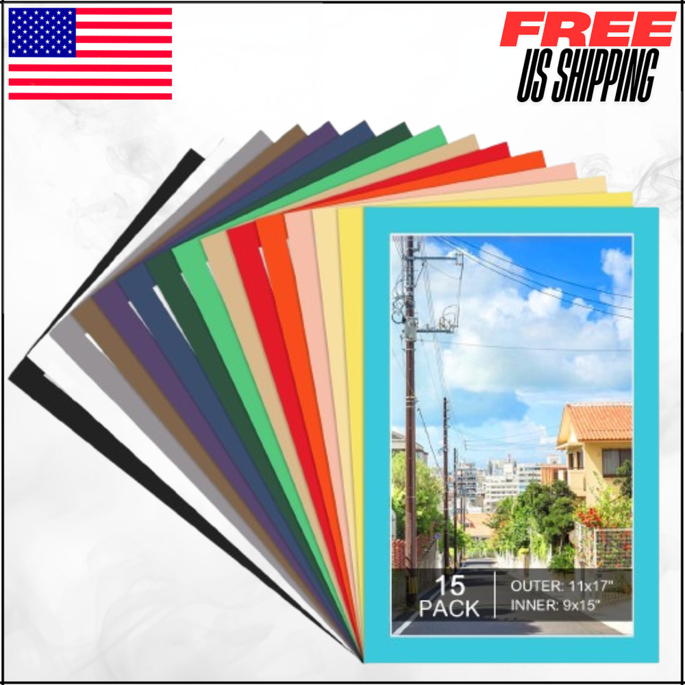 11″ x 17″ Picture Mats Mixed Colors Frame Mattes For 9″ x 15″ Art Kit 15PK