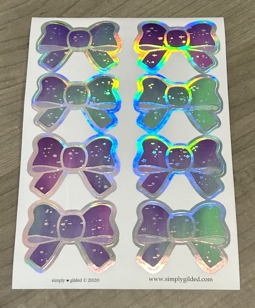 NEW Simply Gilded Green & Purple Bows Sticker Sheet SG Halloween Stickers