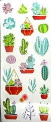 Cactus Terrarium Southwest Desert Succulent 12″ Clear Stickers Scrapbook Journal